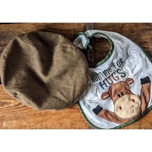 Cat & Jack Herringbone Driver Hat & Baby Bib Bundle